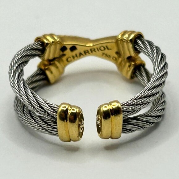 Charriol Ring – Stainless Steel, 18K Yellow Gold and Natural Diamonds - Size 6 - Picture 2 of 7